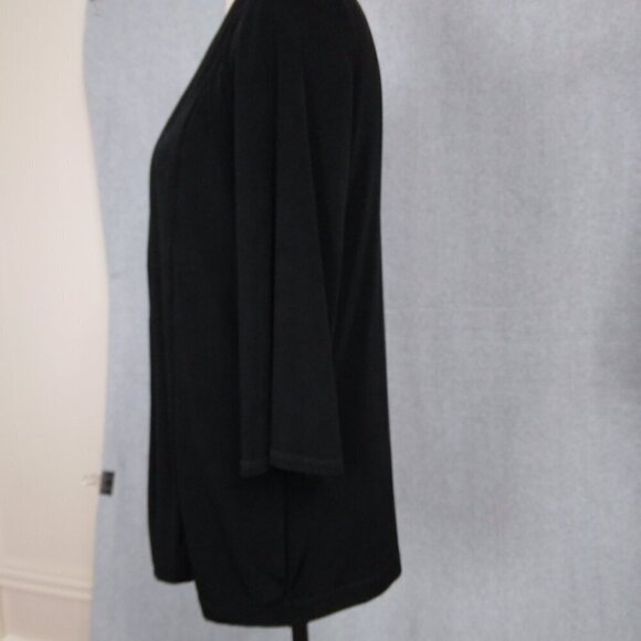 Chicos | Travelers Black Open Front Cardigan Slinky Knit | Size M - Picture 5 of 8